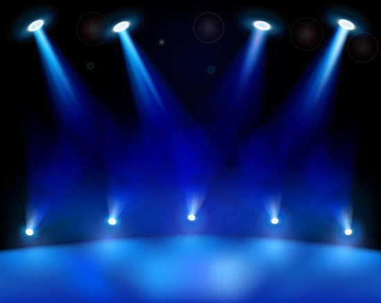 Blue Stage Lights Vector Background Art