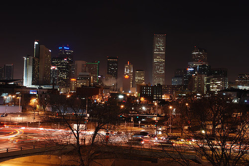 Denver Skyline At Night By Aaronwright All Rights Reserved