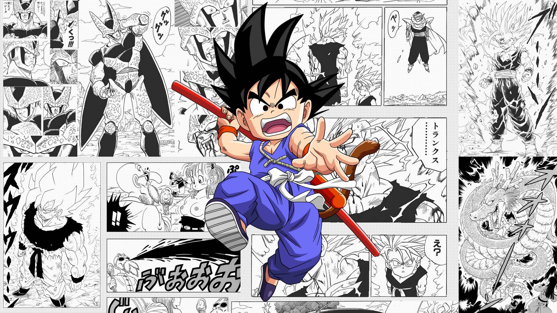 Download Young Son Goku Manga Panel Wallpaper