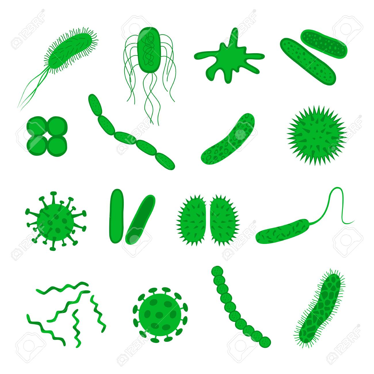 Germs And Bacteria Icons Set Isolated On White Background