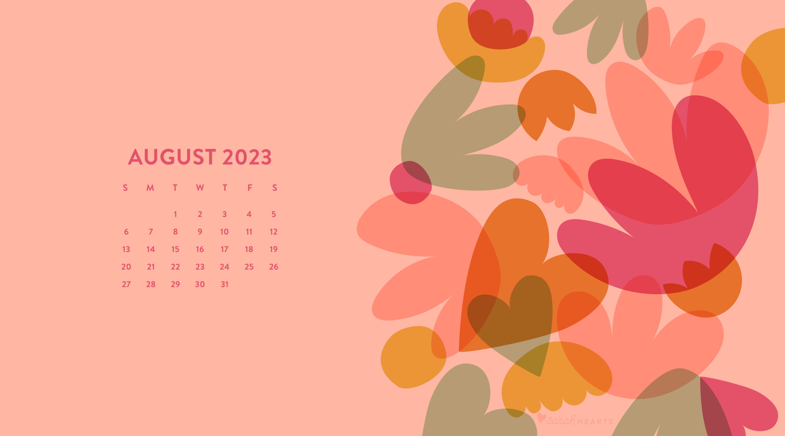 August Calendar Wallpaper Sarah Hearts