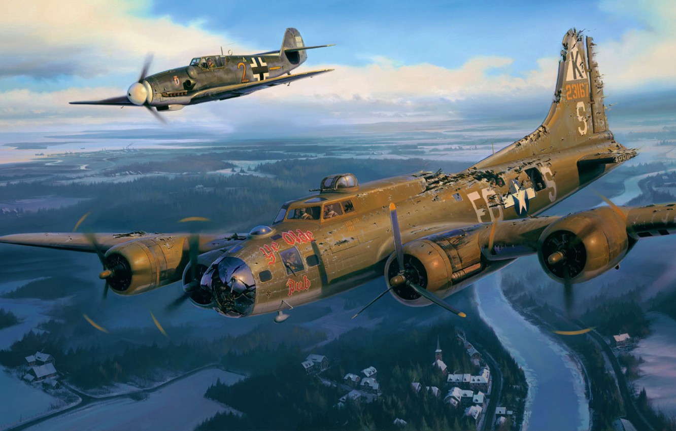 Wallpaper War Art Airplane Painting Aviation B Ww2 Bf