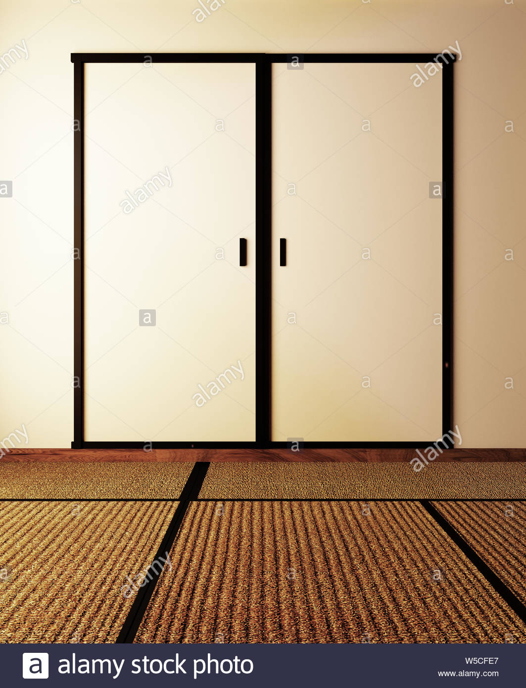 Free download Door and tatami mat on wall empty background Japanese style 3D [1063x1390] for