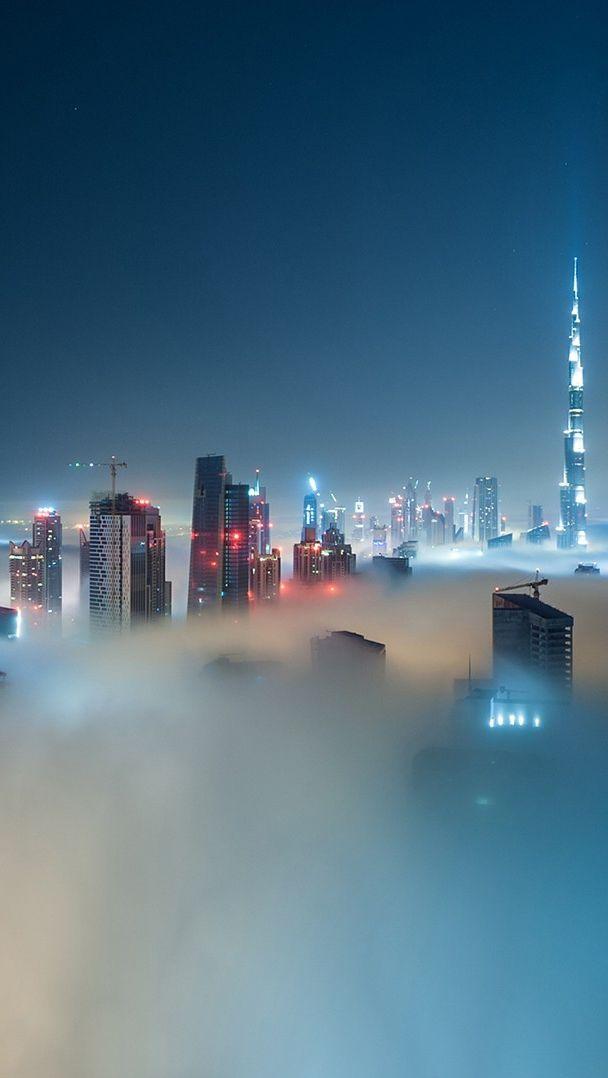 Dubai Cityscapes in Night iPhone Wallpaper Burj khalifa