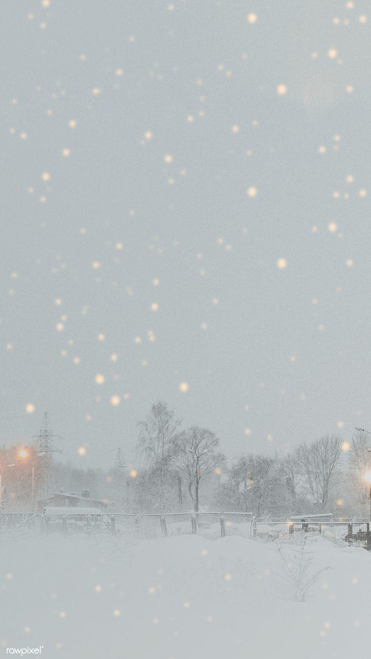 Snowy Park In The Evening Mobile Phone Wallpaper Premium Image