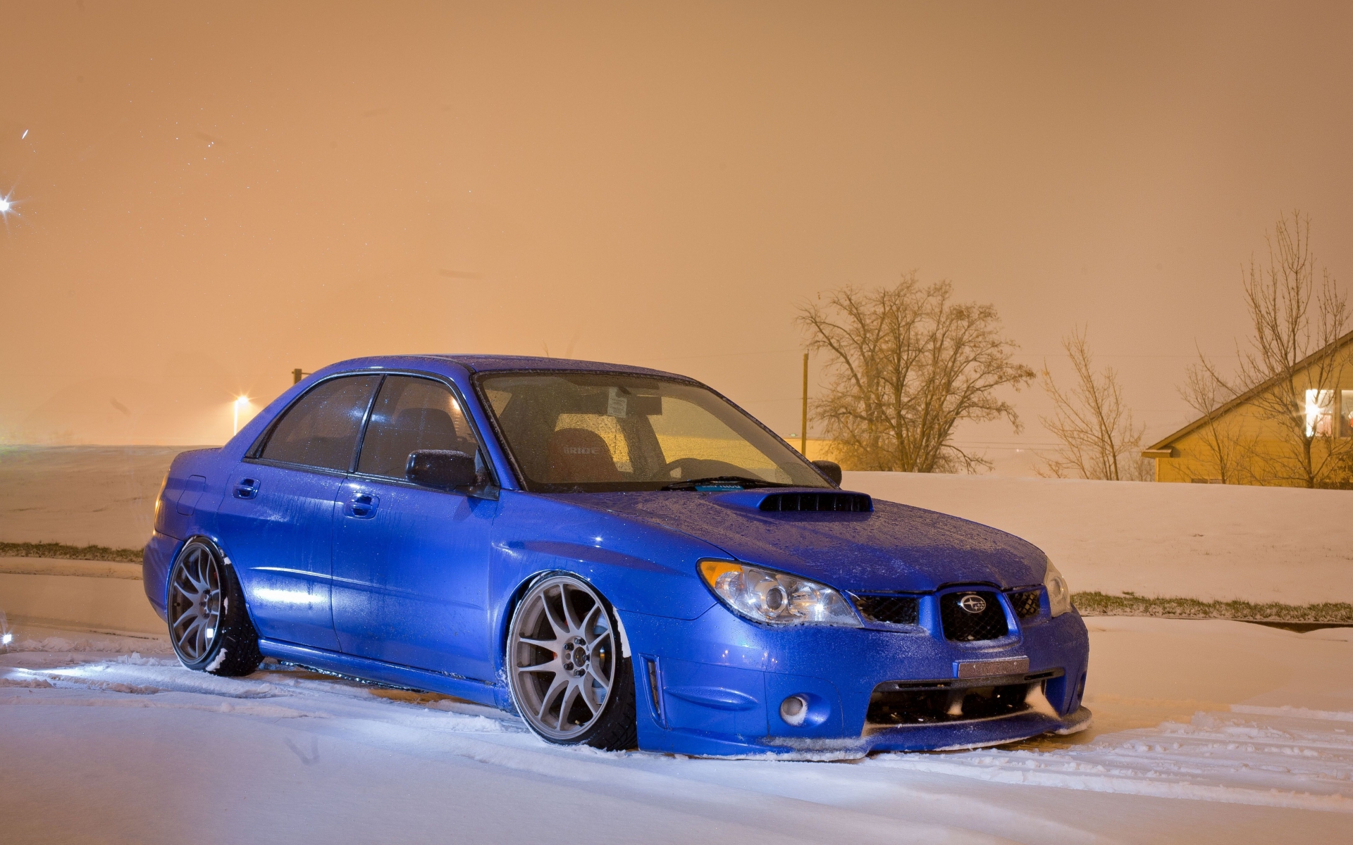 Subaru Impreza Wrx Tuning Winter Snow Wallpaper
