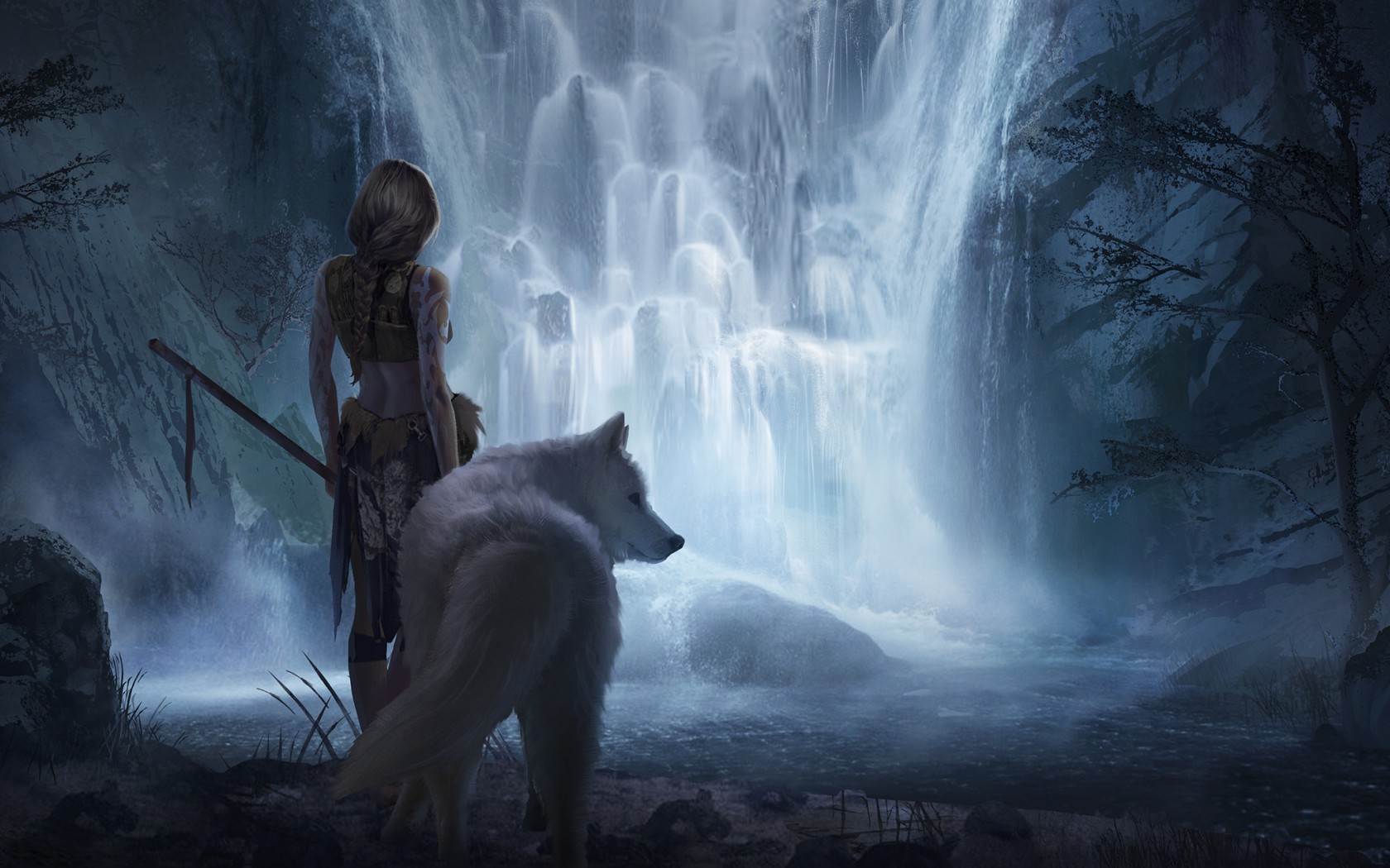 Fantasy Art Women Wolf Wallpaper HD Desktop And