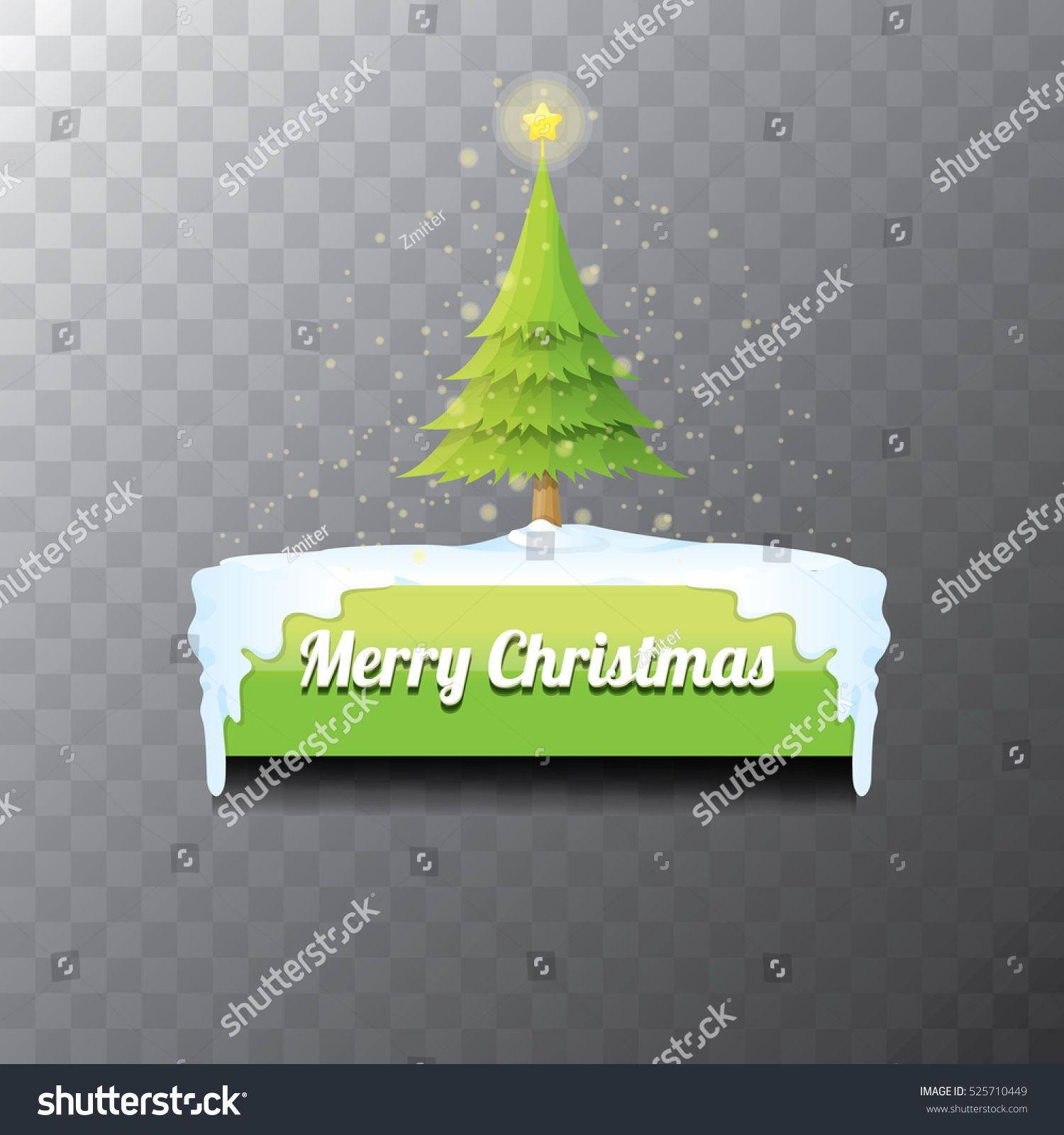 Merry Christmas Vector Green Glossy Button With Cartoon