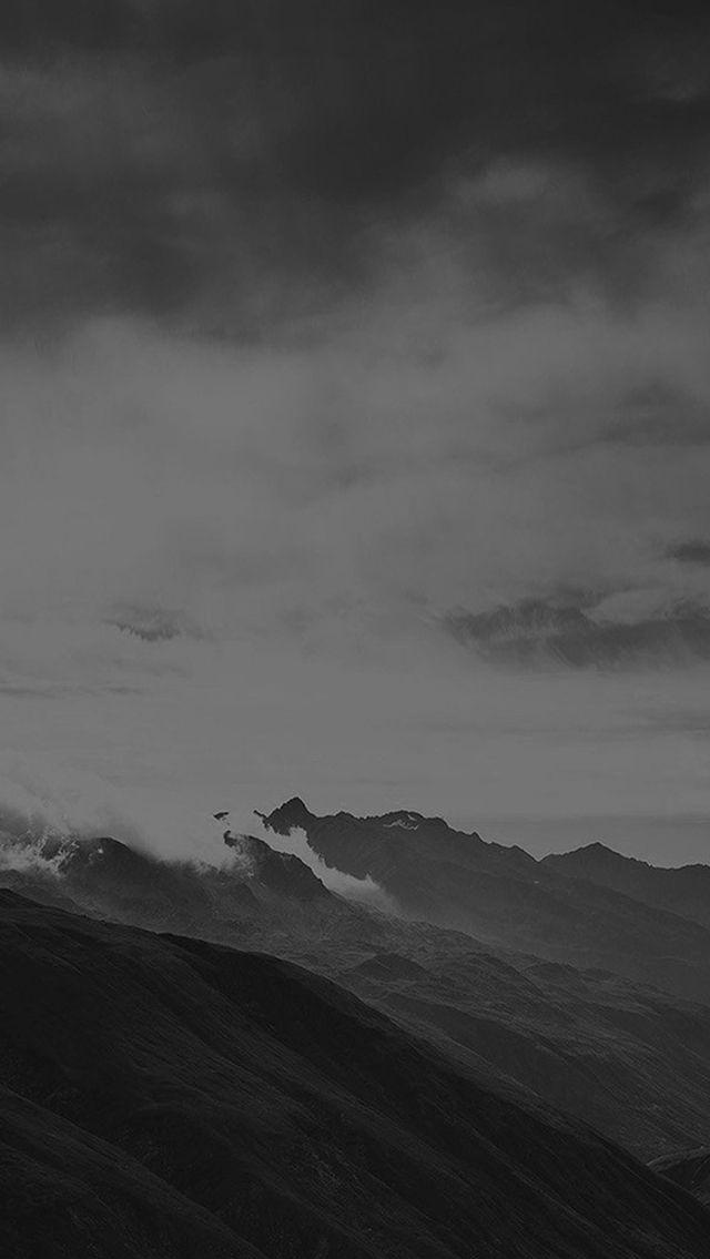 Mountain Art Fog Nature Dark Bw iPhone 5s Wallpaper Grey