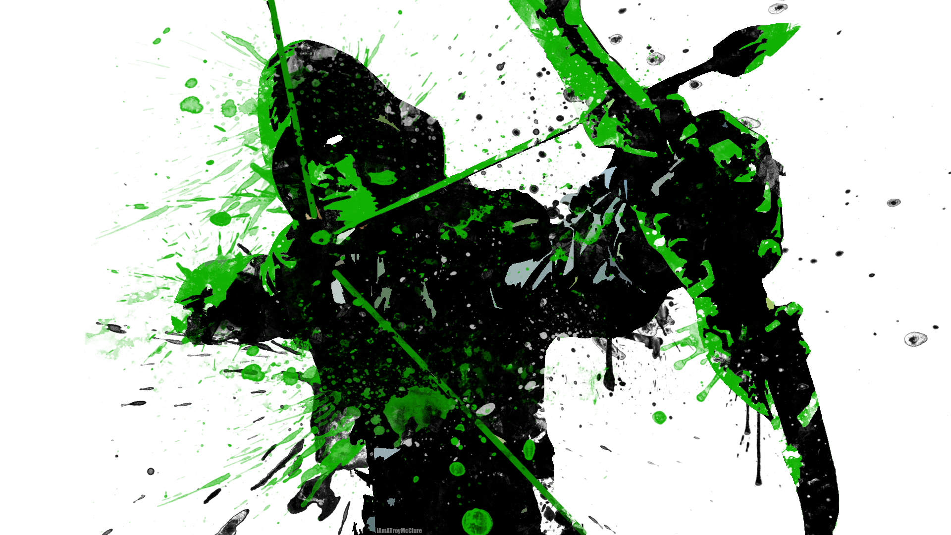 Green Arrow Splatter Paint by IAmATroyMClure 1920x1080