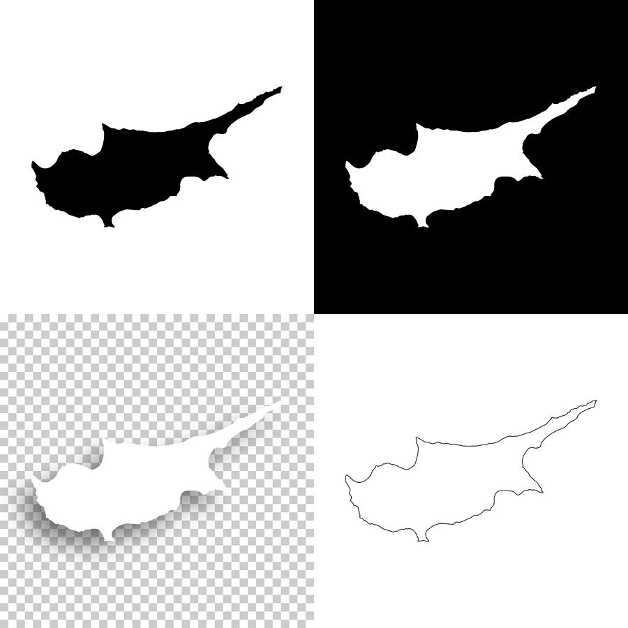 Cyprus Maps For Design Blank White And Black Background By Bgblue