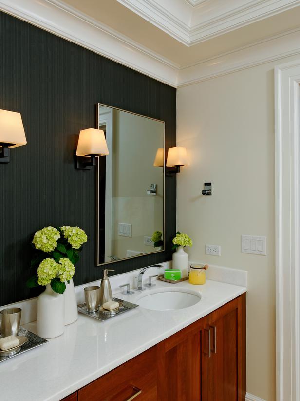 Wallpaper Bathroom Accent Wall Designers Portfolio HGTV   Home 616x821