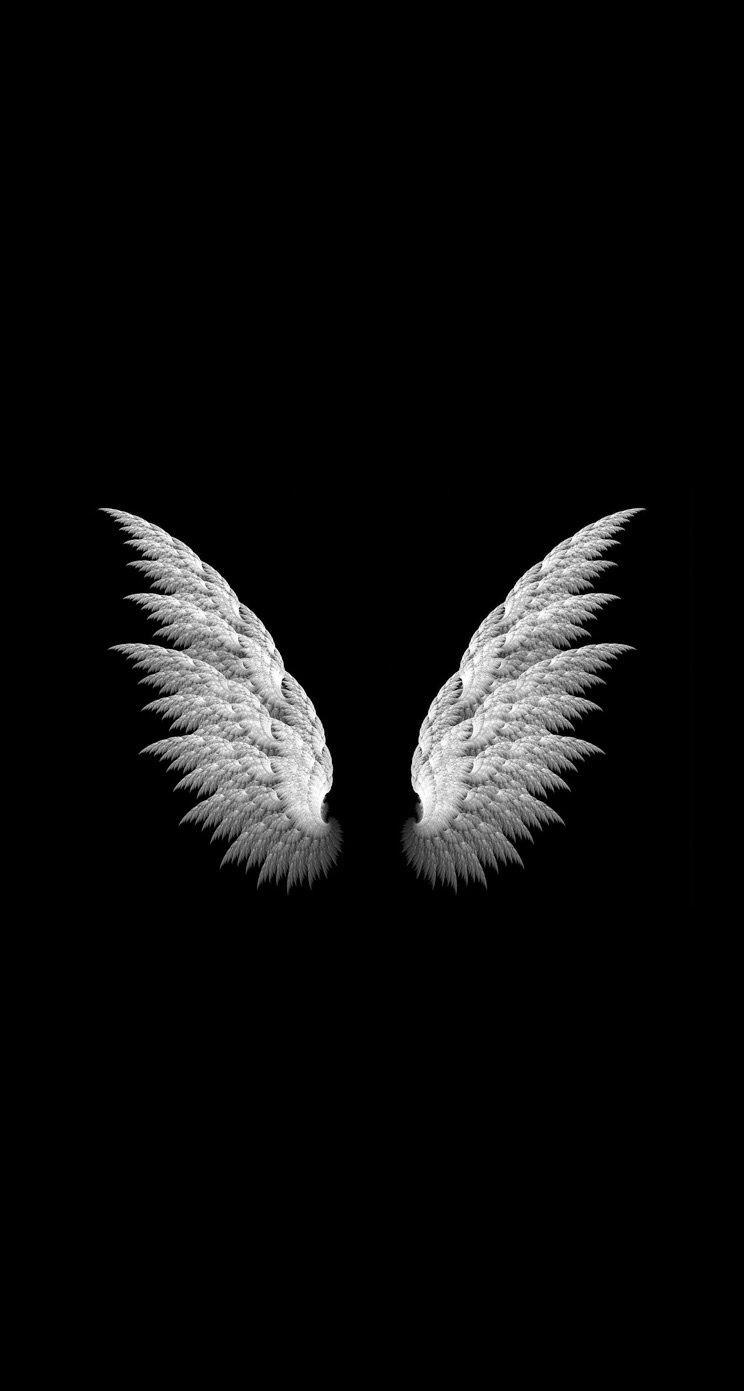 Angel Wings Simple Wallpaper Black iPhone