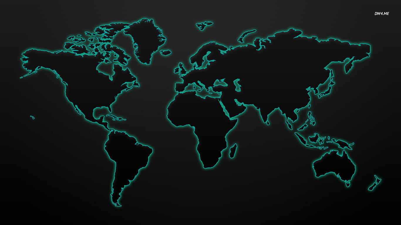 Glowing World Map Wallpaper Digital Art