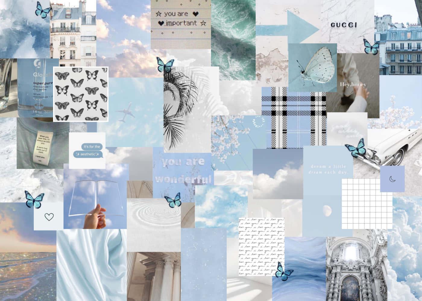 Aesthetic Blue Collage Wallpaper