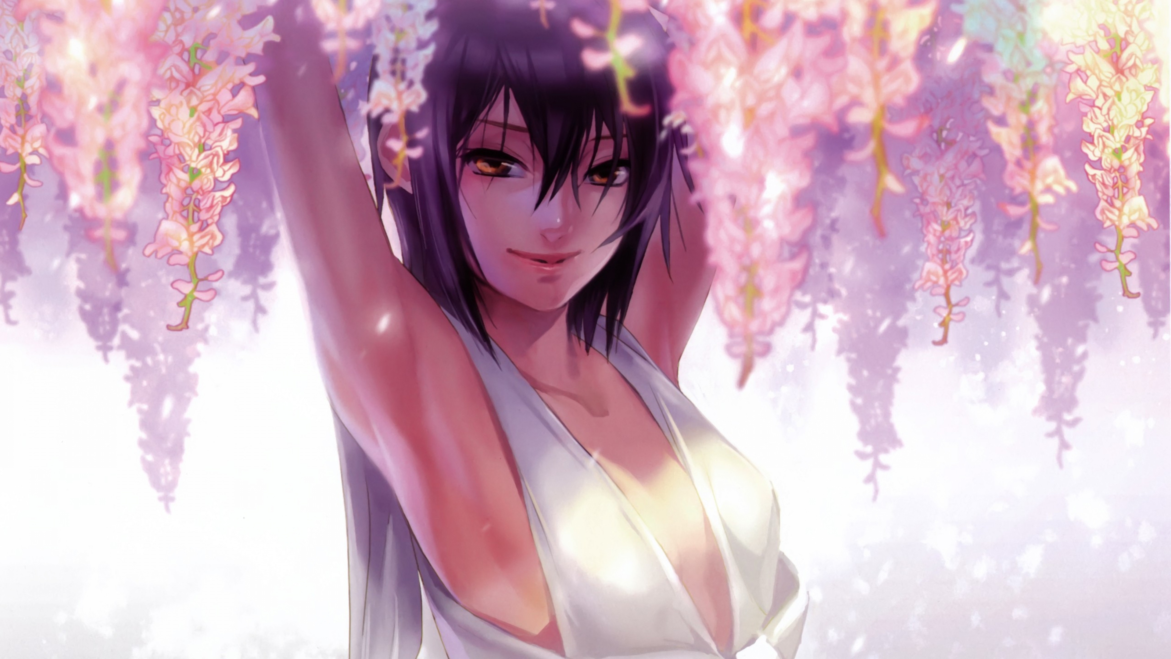 Download Wallpaper 3840x2160 anime girl sun spring image smile 4K