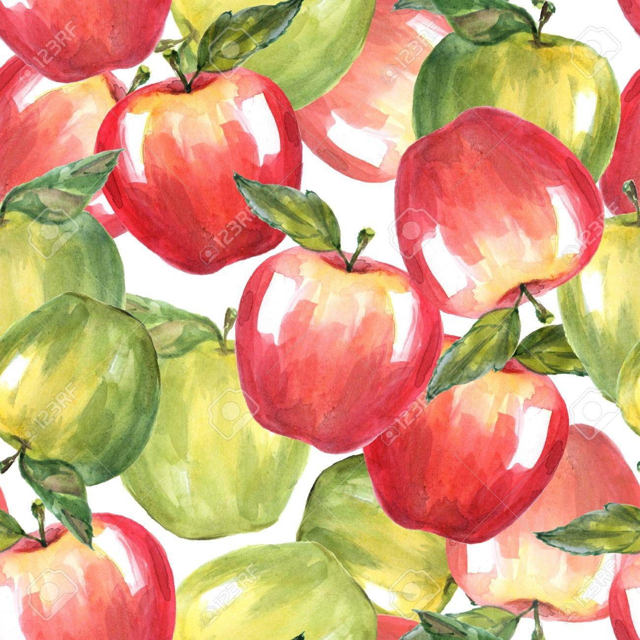 Apple Pattern Watercolor Background