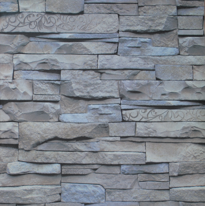 3d Effect Grey Brick Wallpaper Vintage Natural Stacked Stone