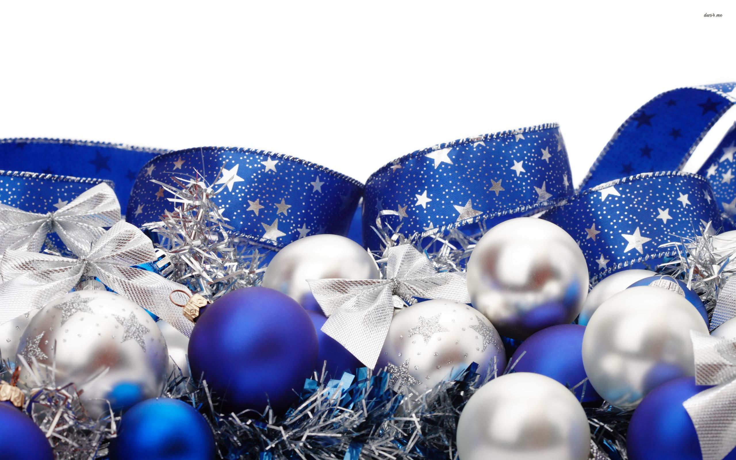 Blue and silver Christmas ornaments wallpaper   Holiday wallpapers