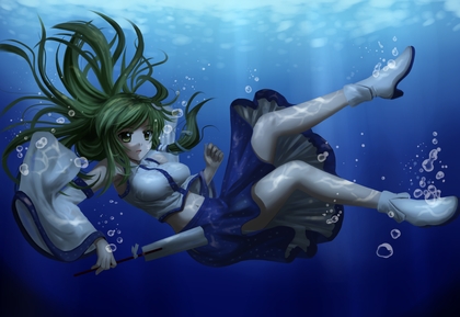 Water Video Games Touhou Skirts Long Hair Bubbles Green