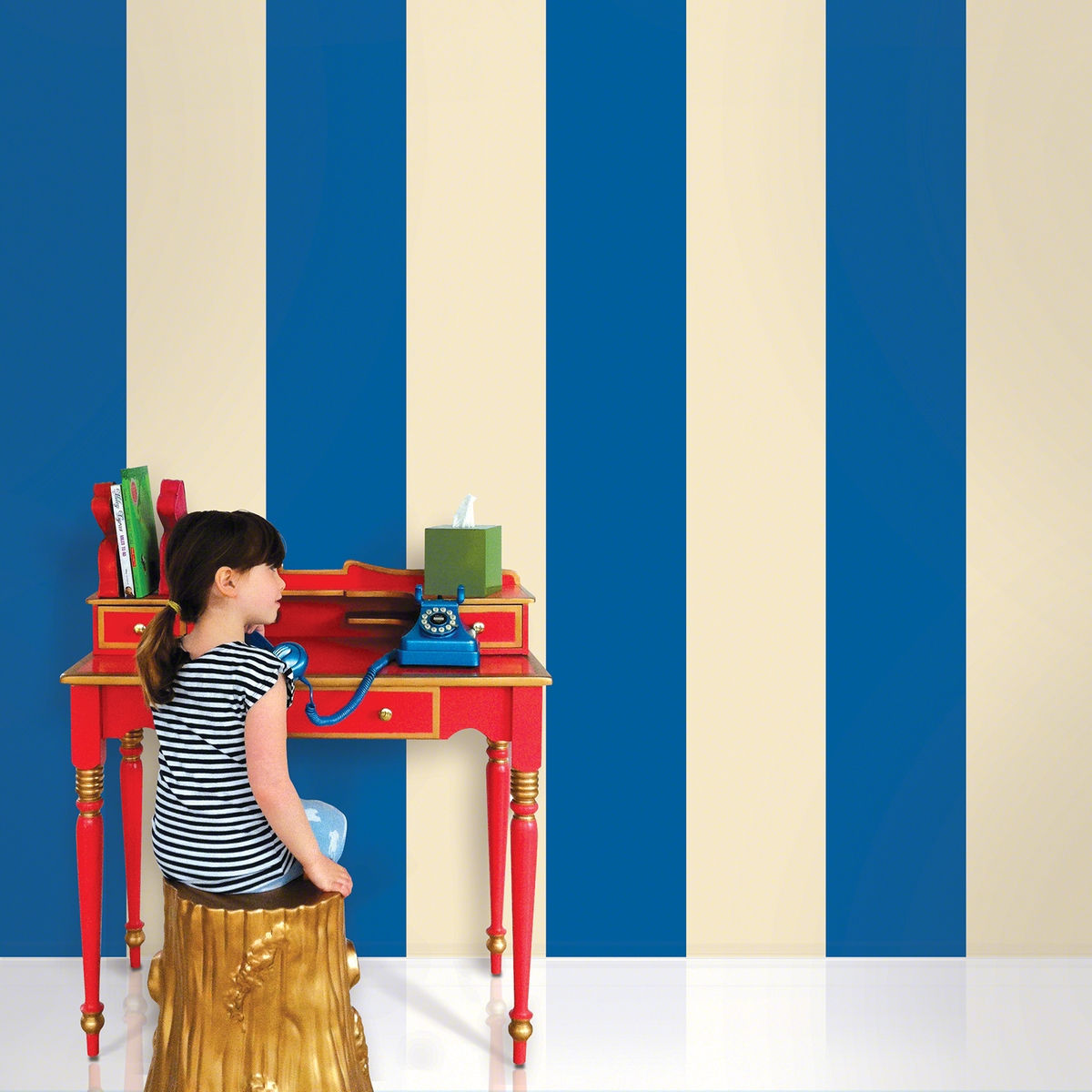 Stripes Blue Cream Removable Wallpaper Wallcandy Arts