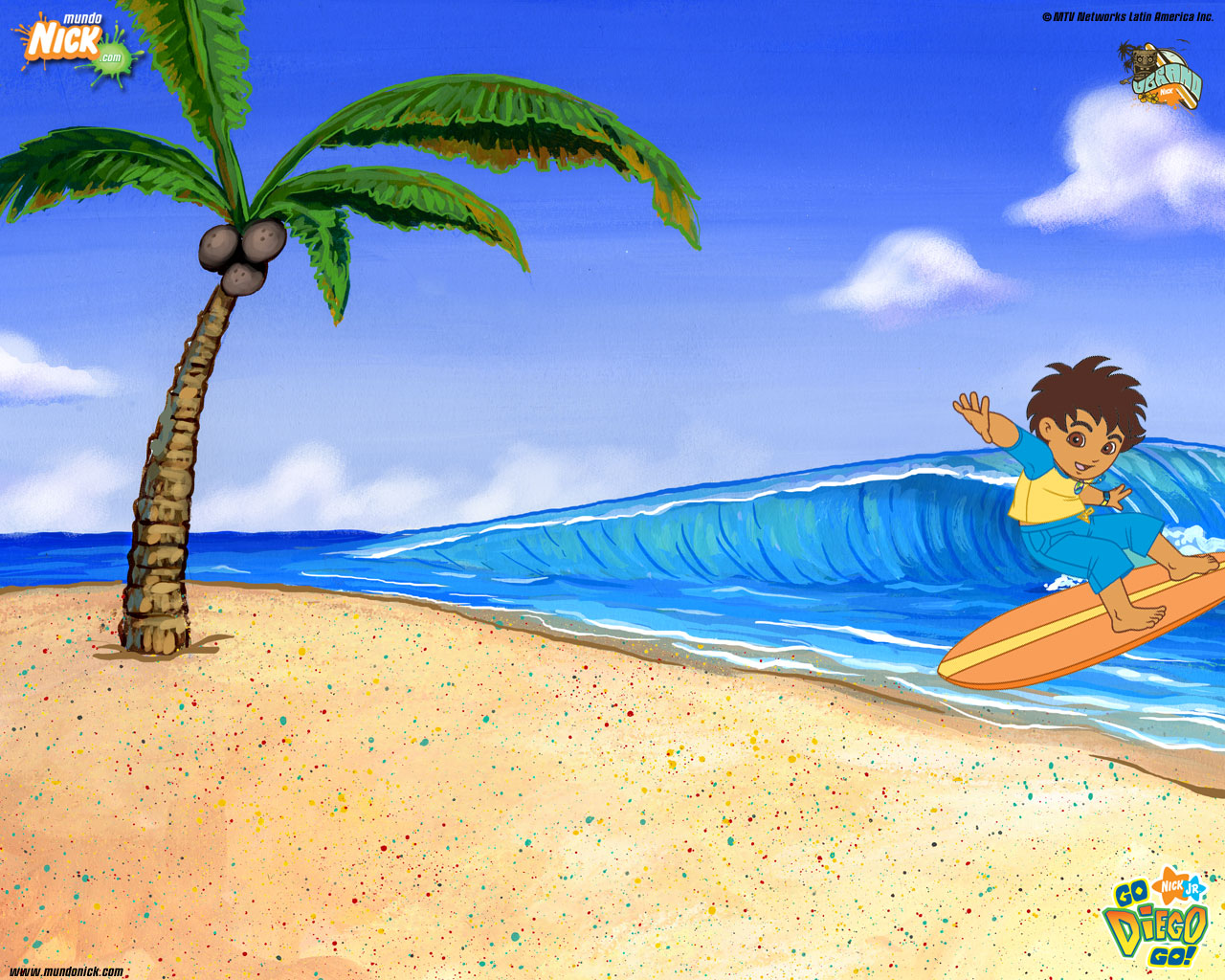 Go Diego Surfing Wallpaper Cartoon