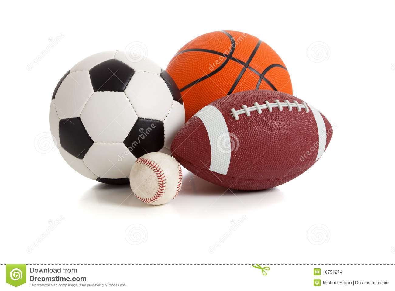 All Sports Balls Background Assorted On White