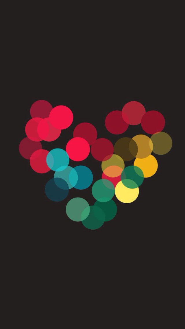 Neon Light Love Heart Bokeh iPhone 5s 5c Wallpaper