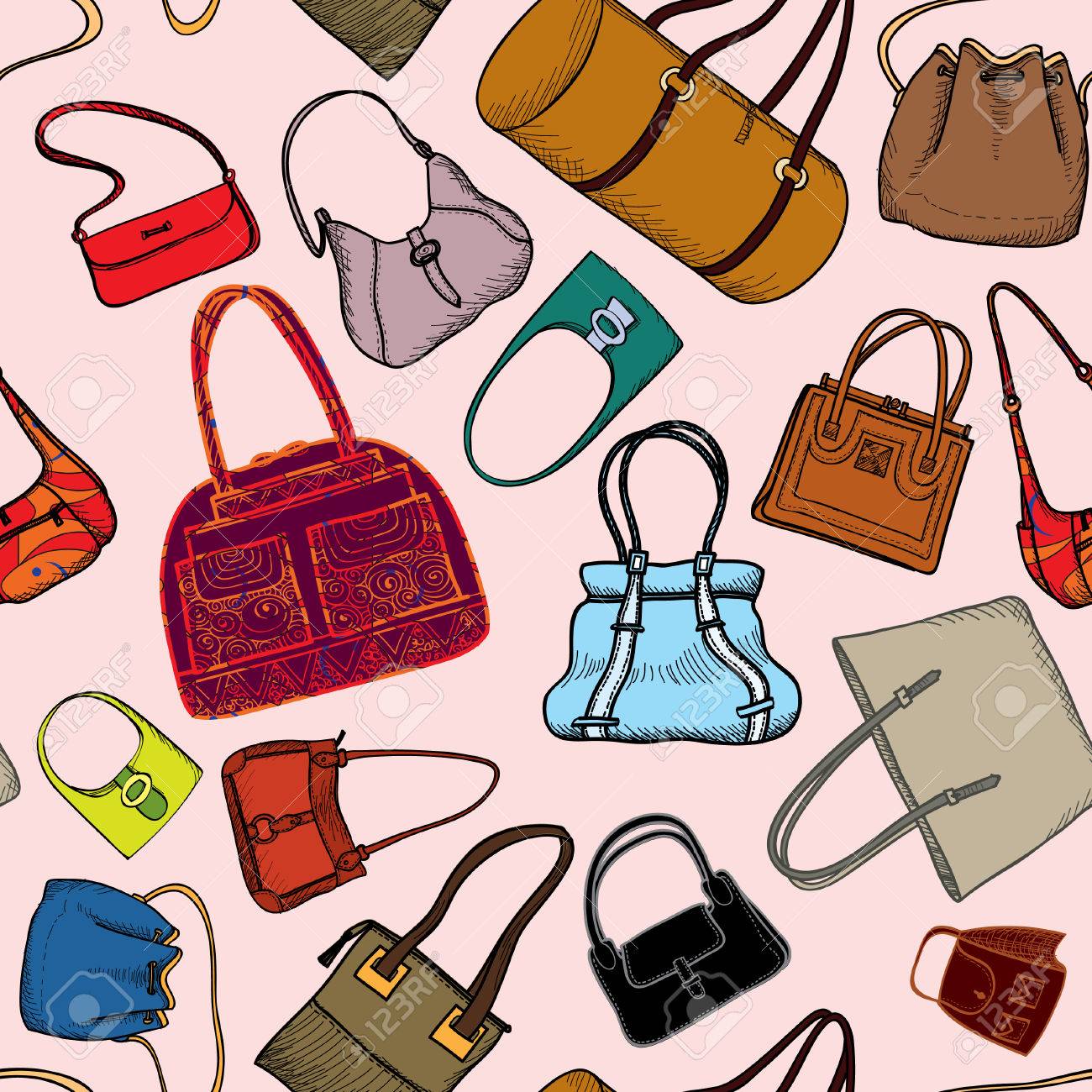 Handbags Pattern Female Purse Seamless Background Fashion