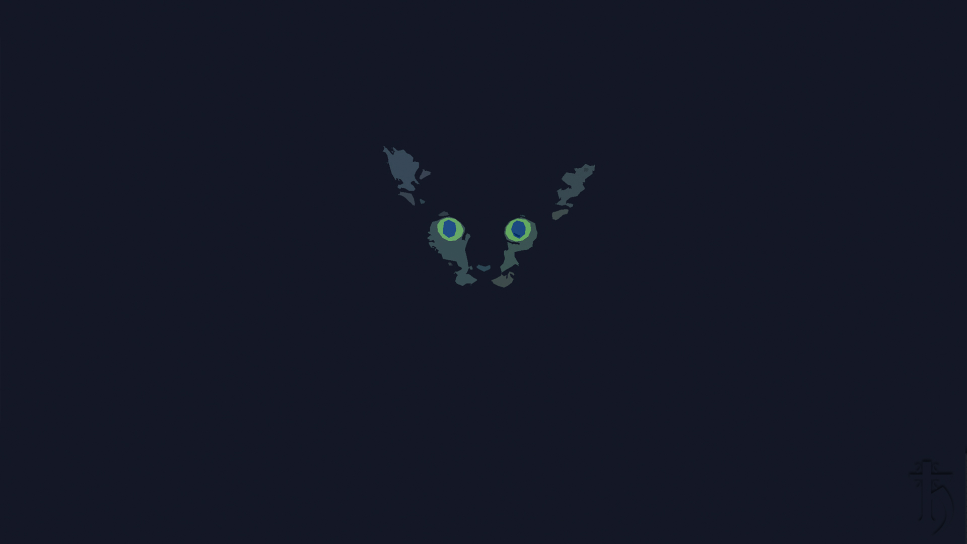 Cat In The Dark Illustration Desktop Wallpaper
