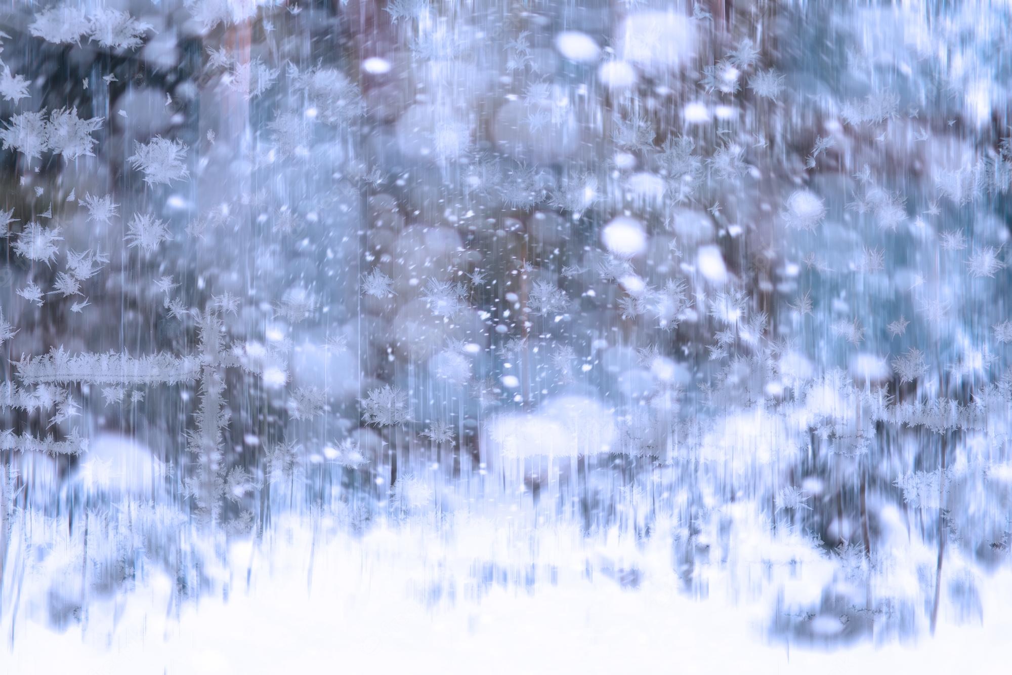 Premium Photo Winter Landscape Through A Frozen Window Blurred
