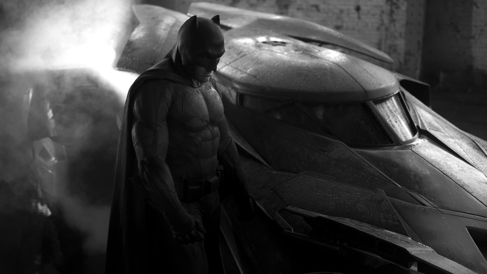 Ben Alffeck As Batman Bruce Wayne And Batmobile In Vs Superman