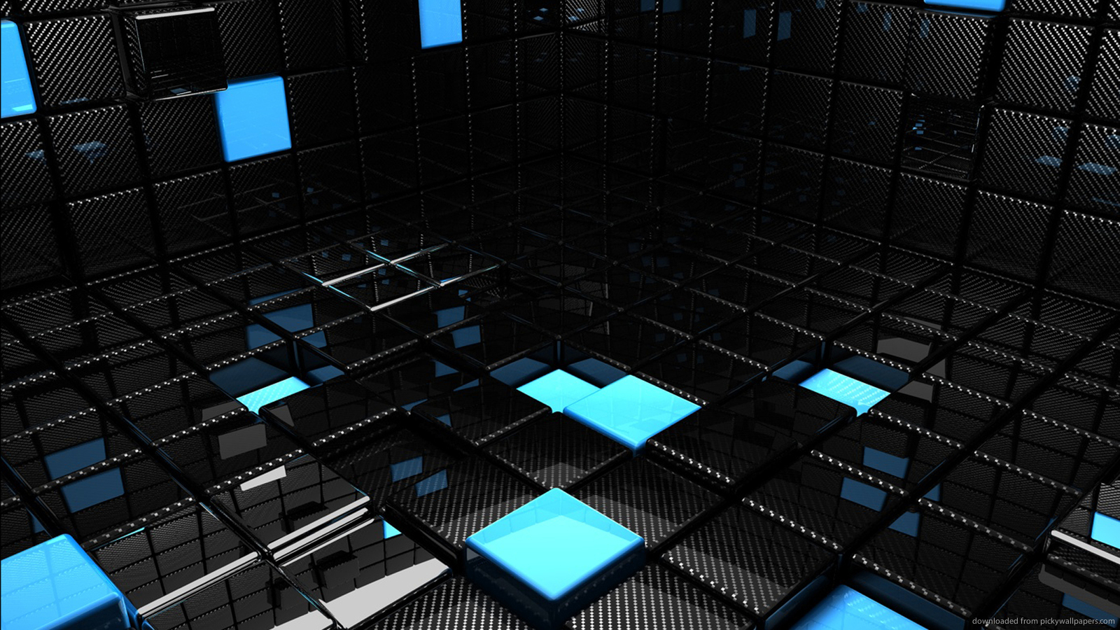 Chrome And Blue 3d Room Wallpaper