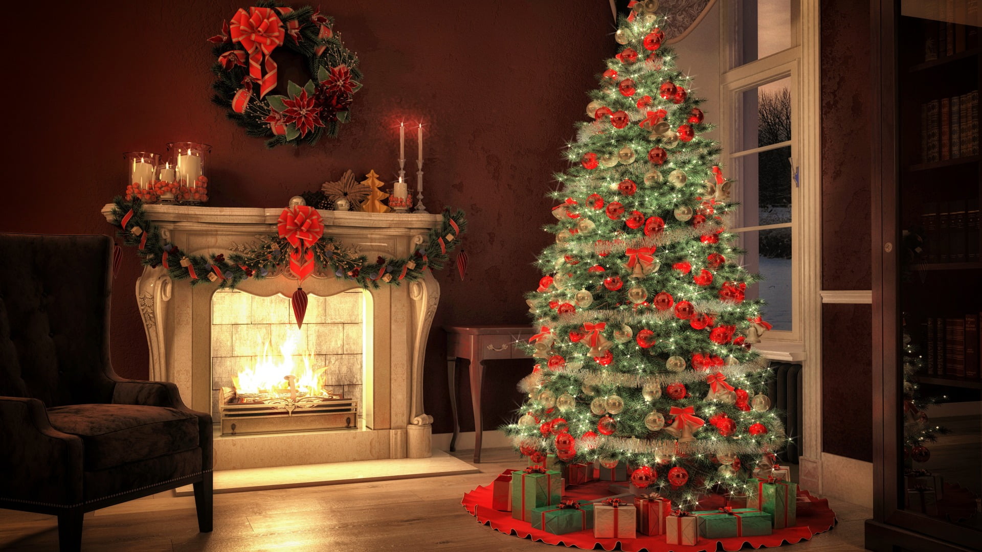 Green Christmas tree and Christmas ornament lot Christmas tree