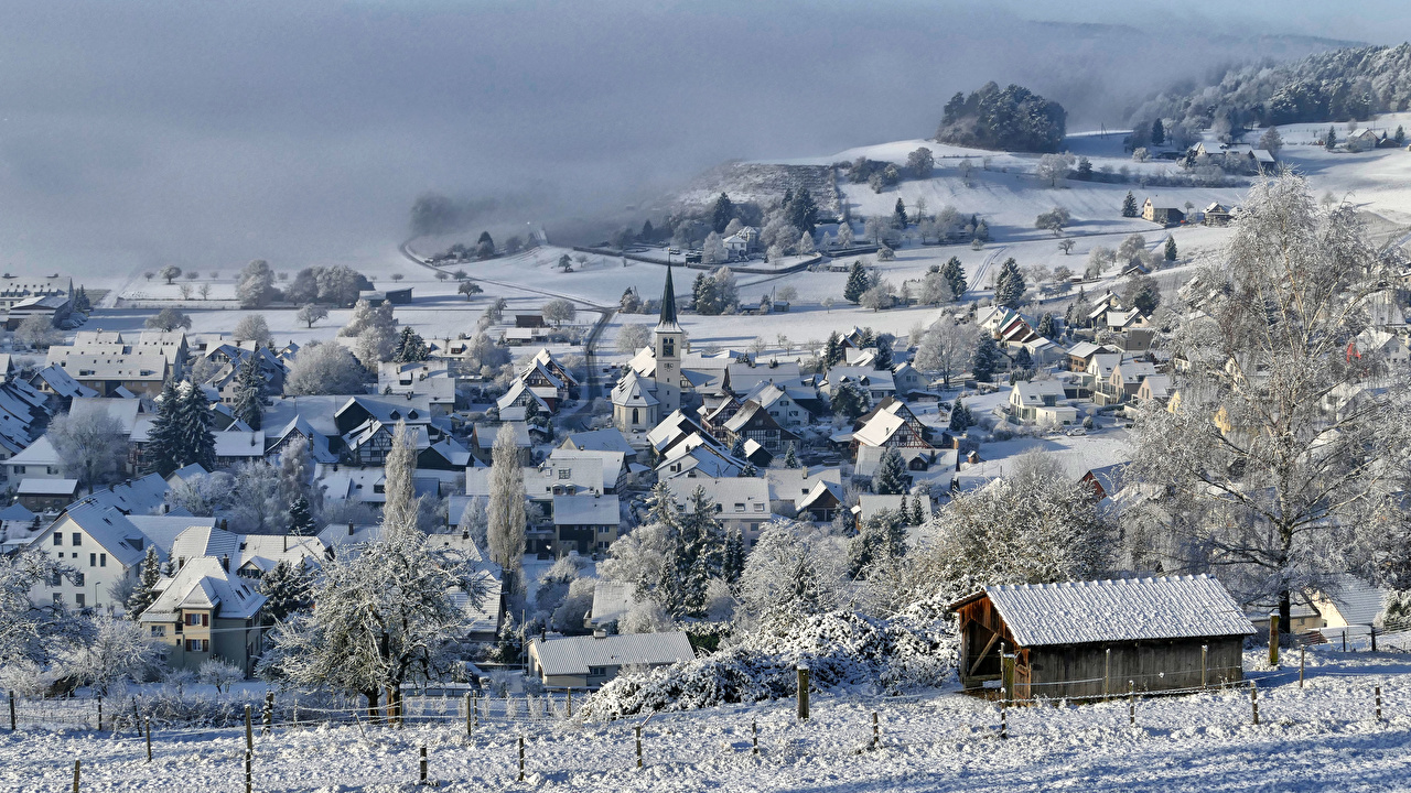 Wallpaper Switzerland Rafz Canton Of Zurich Winter Snow Cities