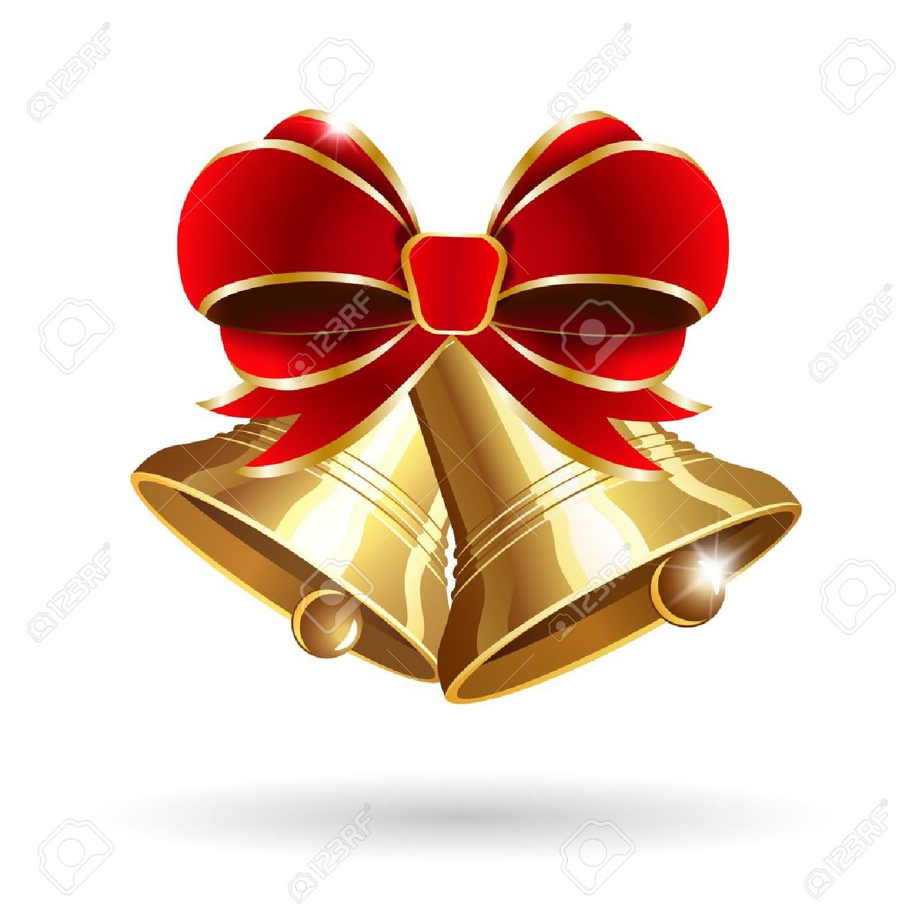 Jingle Bells With Red Bow On A White Background Vector