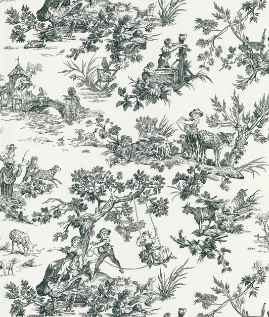 Limoges White Toile Wallpaper Eclectic By Brewster