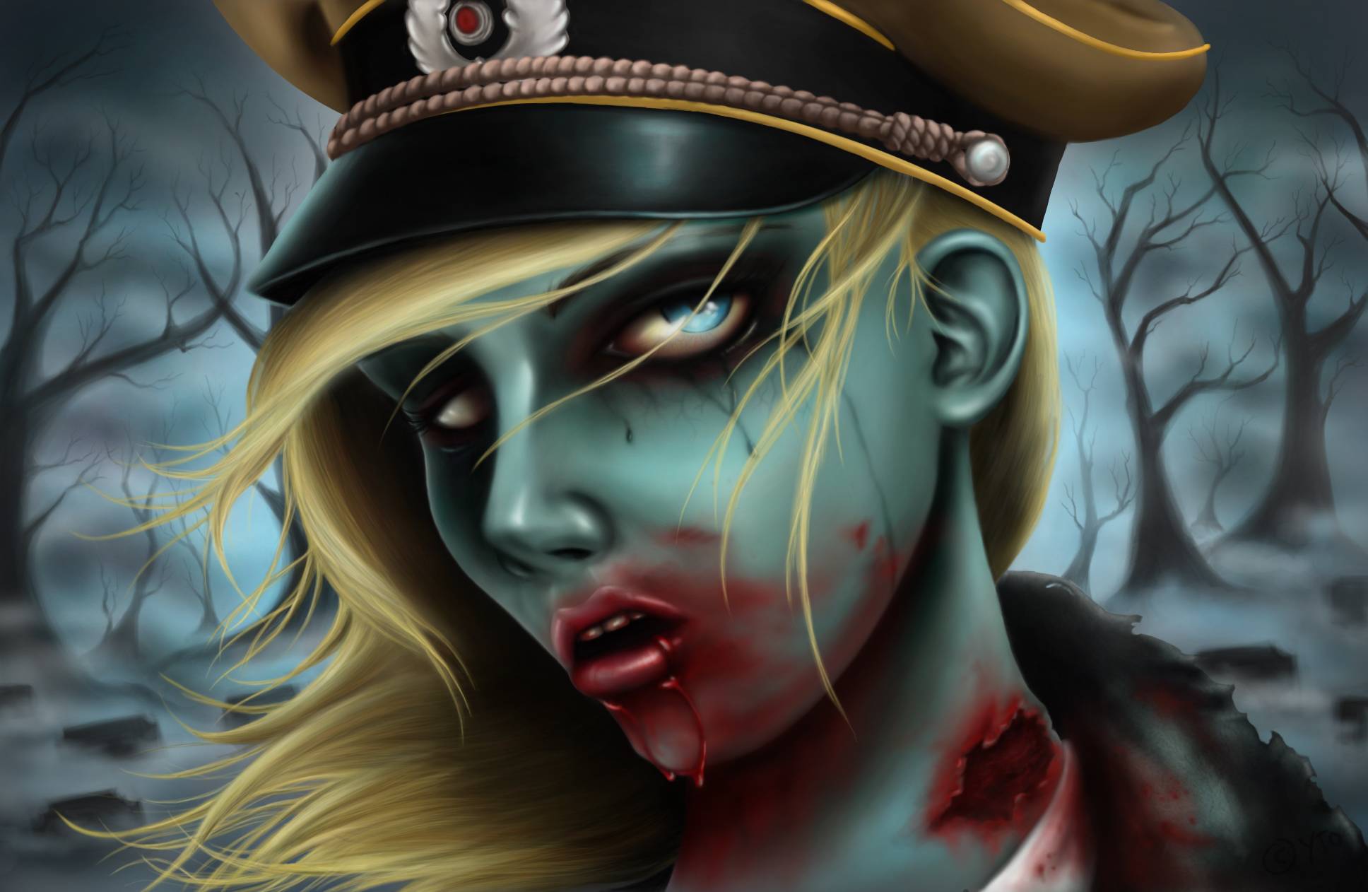 Army Zombie Girl A Wallpaper Background Of
