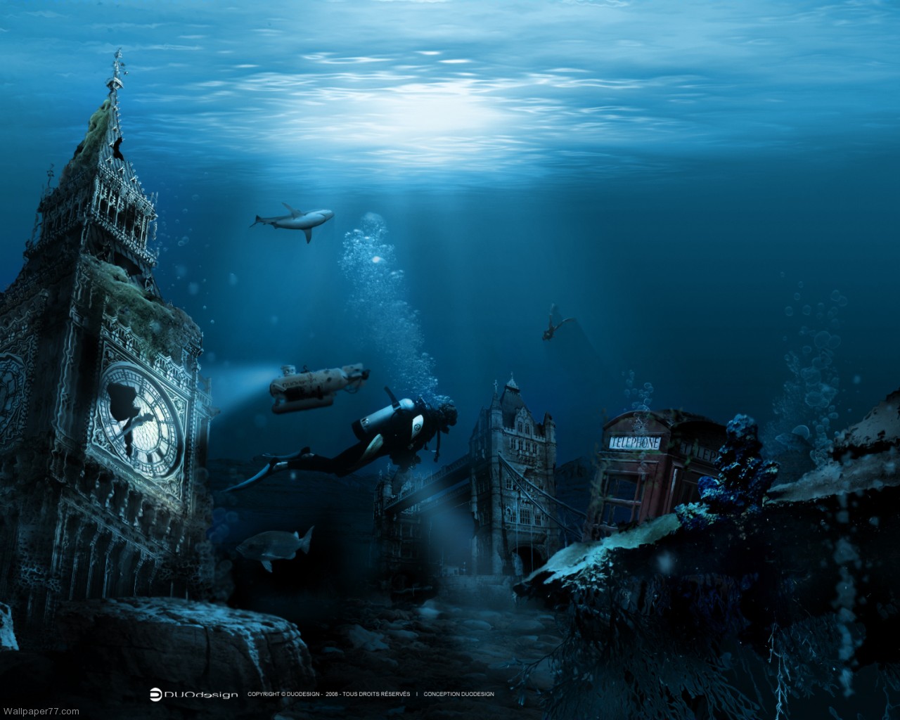 Undersea City Ocean Sea Underwater Water Jpg