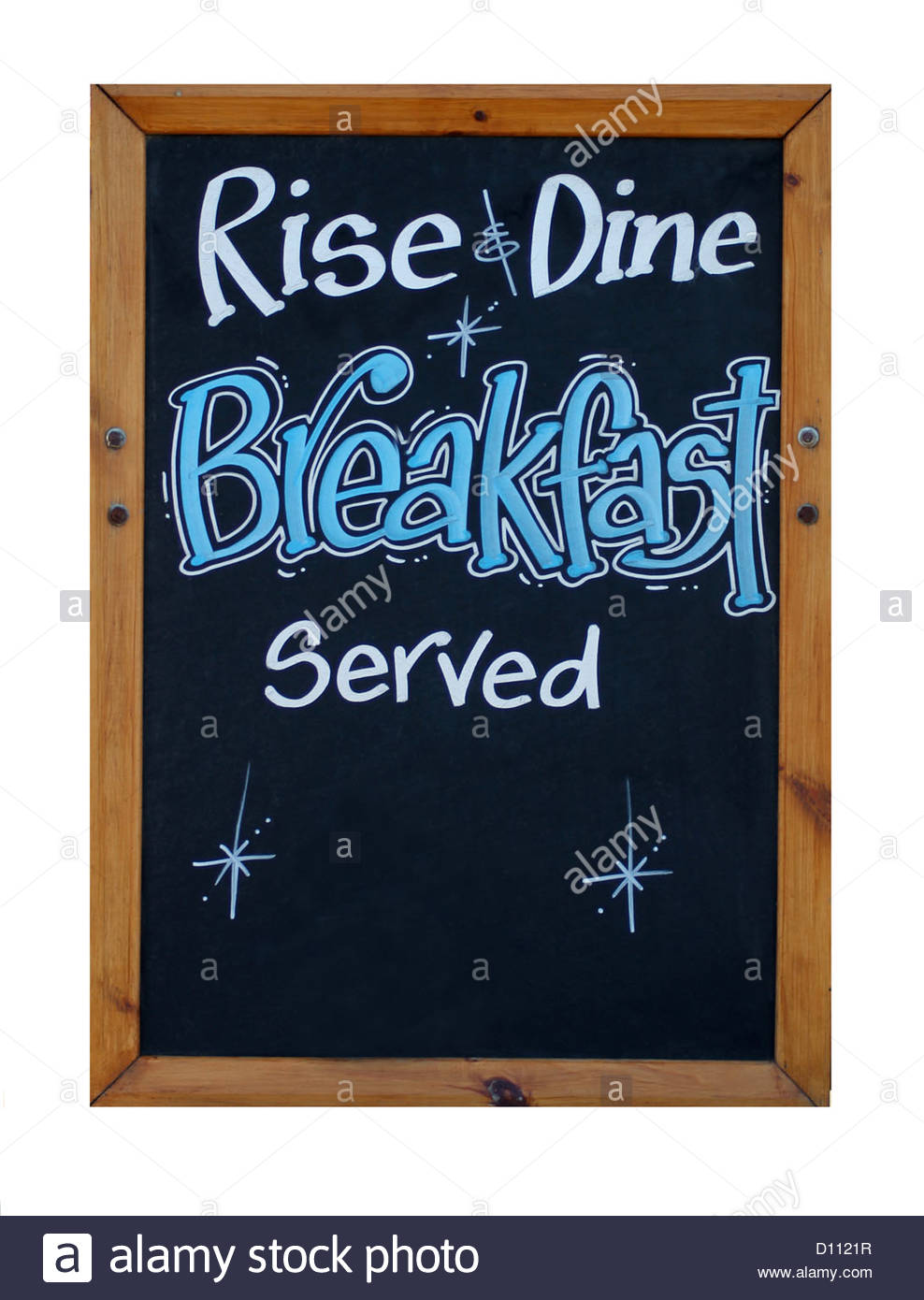 Rise And Dine Breakfast Served Sign Isolated On White Background