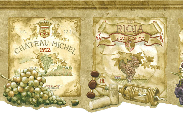 Wine Labels Grapes Tuscany Wallpaper Border 9b1 Aw77384dc