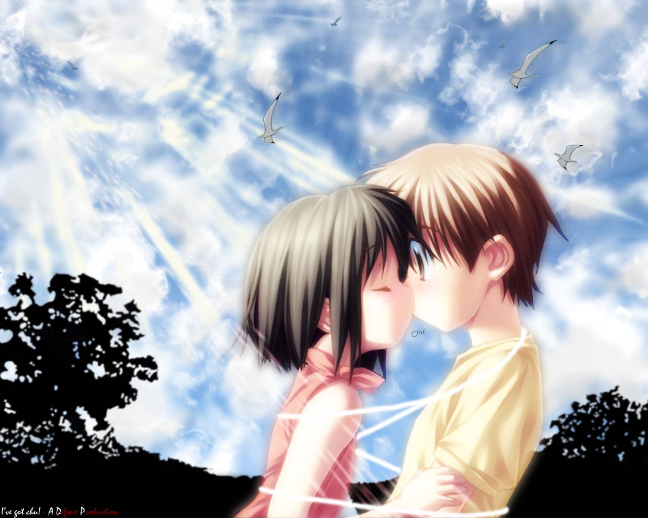 Anime Romantic Couple Kiss Wallpaper Download | MobCup