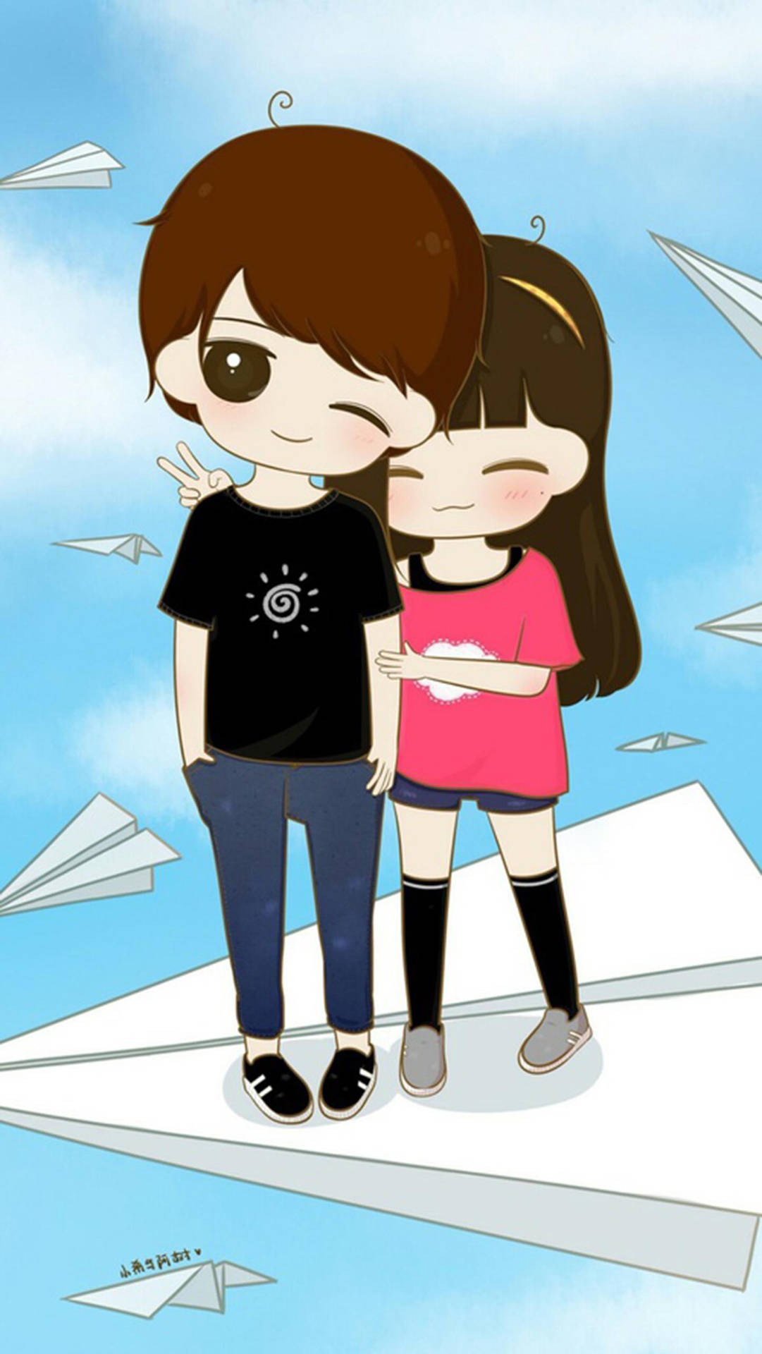 Cute Couples Cartoon Wallpaper