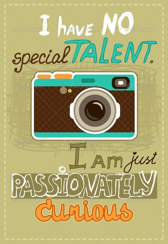 Hipster Poster with Vintage Camera   Backgrounds Decorative
