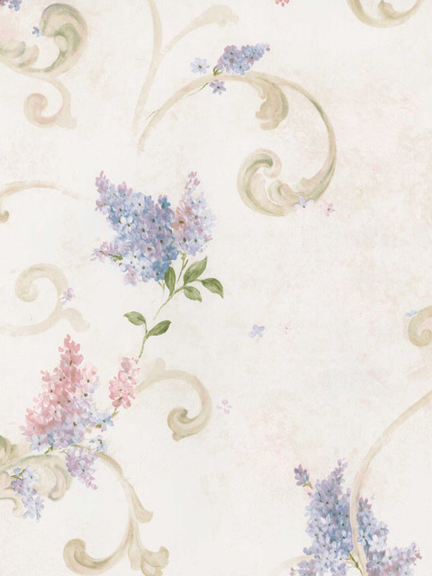 Sm21601 Lilac Acanthus Floral Scroll Wallpaper Traditional