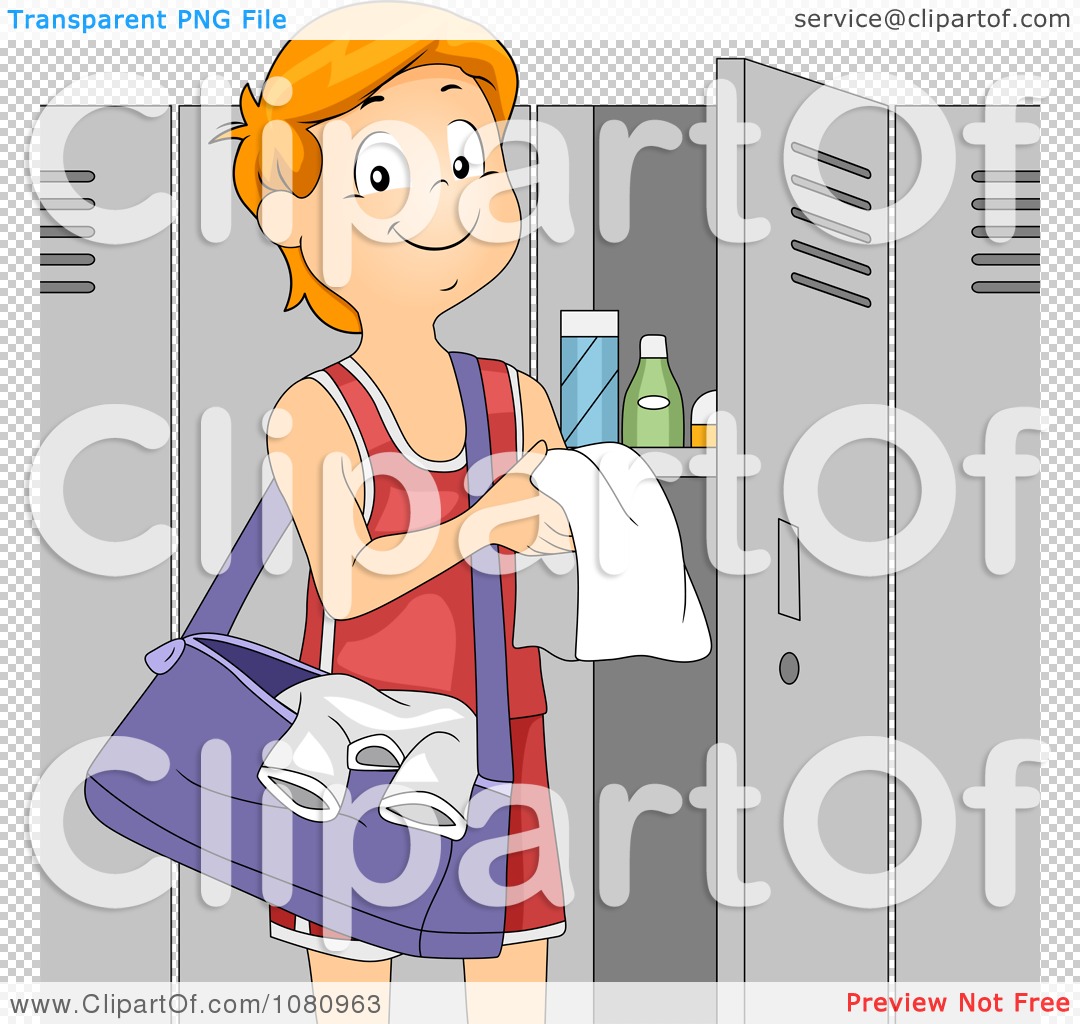Athlete Standing By His Gym Locker Royalty Vector Illustration