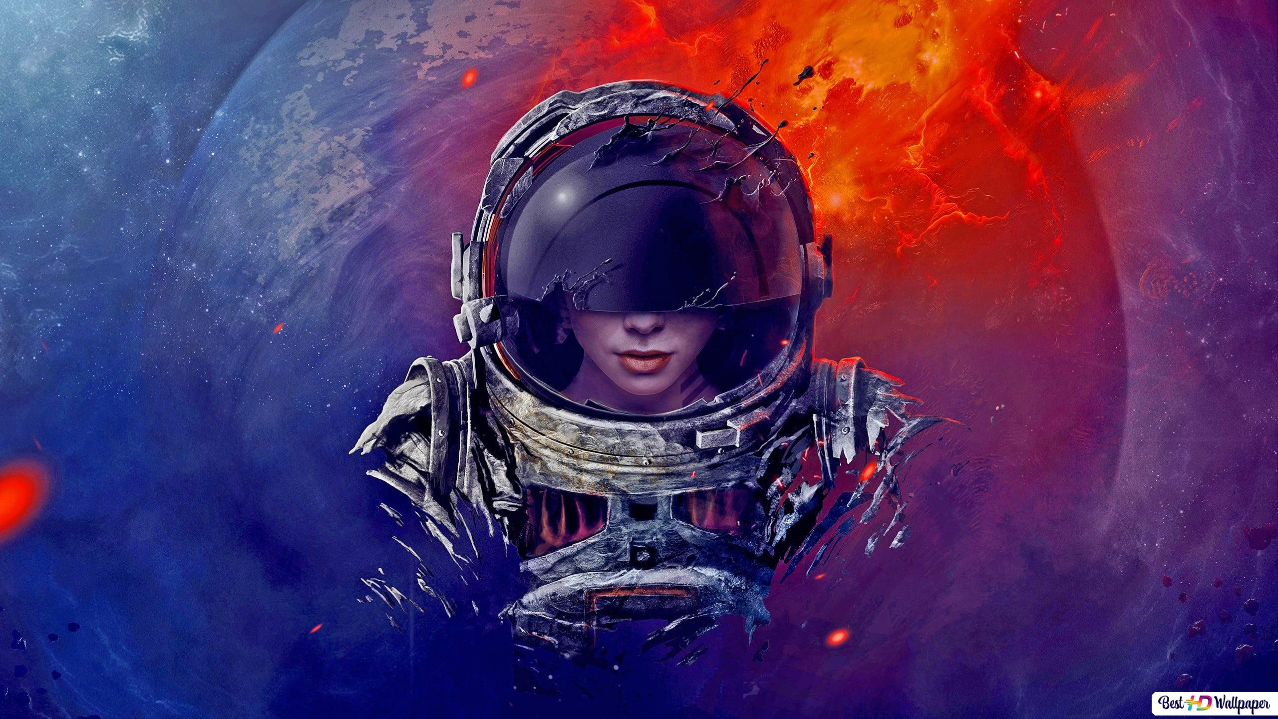 Astronaut Wallpaper Digital Art Spacesuit Helmet HD
