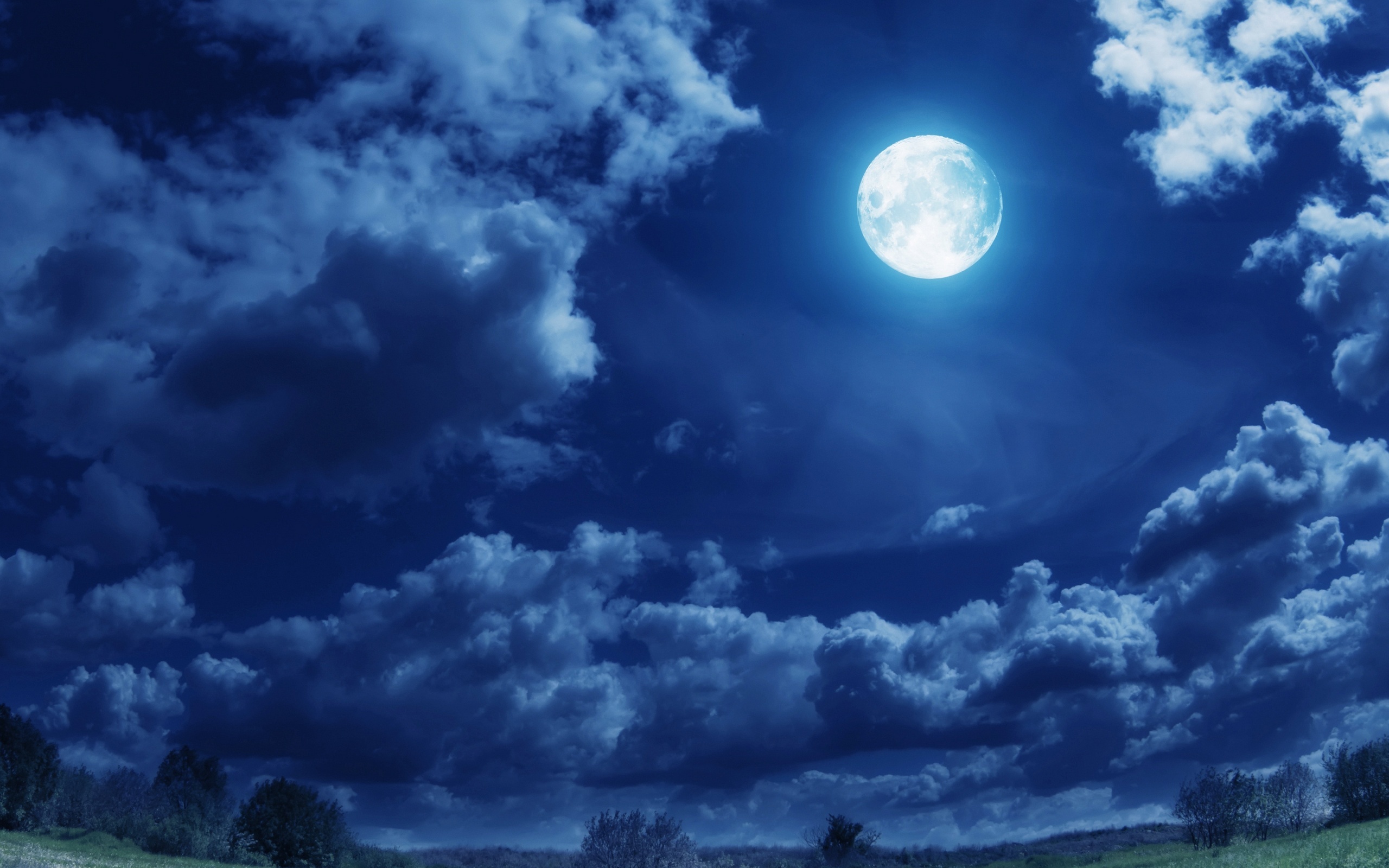 Wallpaper Night Sky Full Moon Clouds Desktop