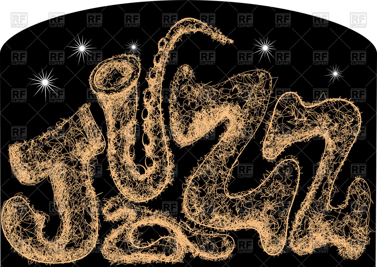 Jazz Abstract Inscription On Black Background With Stars Vector