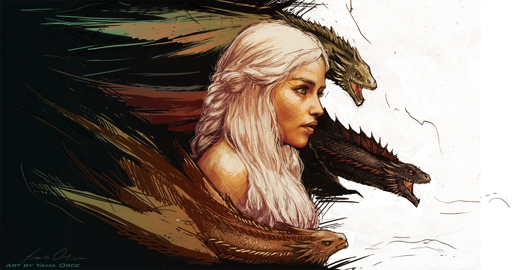  Daenerys Targaryen art fantasy dragon dragons wallpaper background